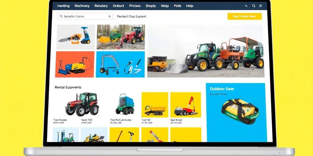 An array of rental equipment in an online catalog layout.