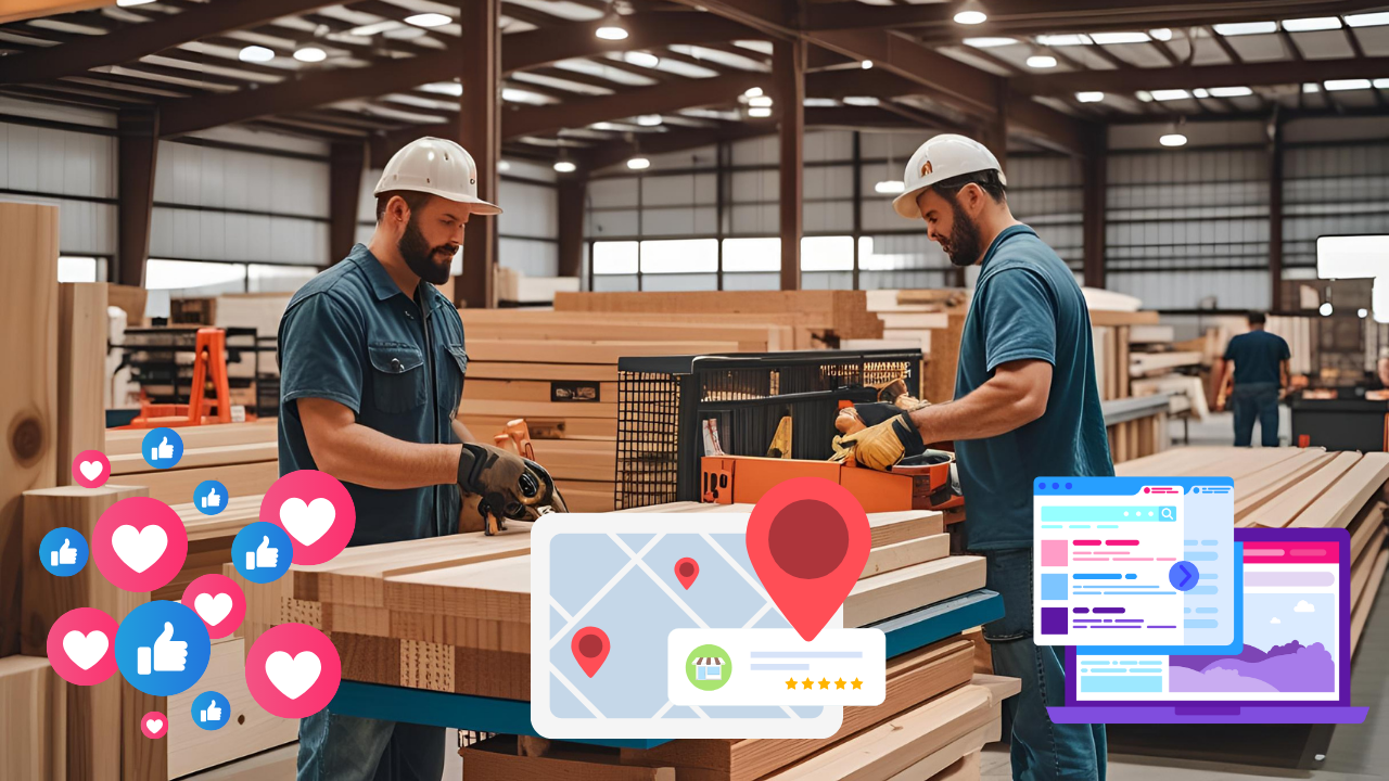 contractors in lumberyard marketing graphics